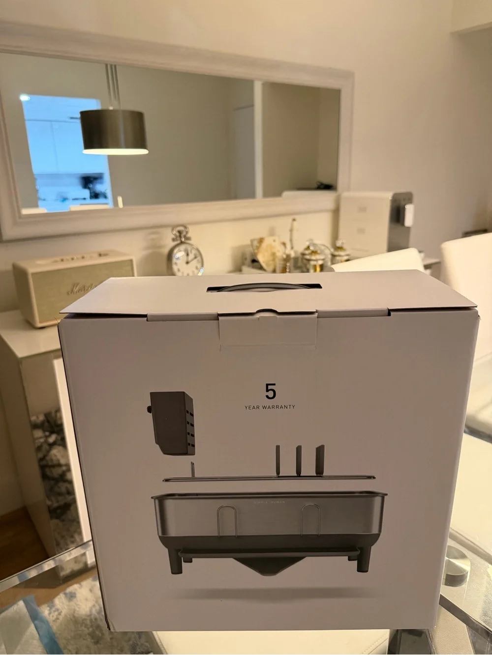 simplehuman Gray Stainless Steel Dish Rack with Utensil Caddy